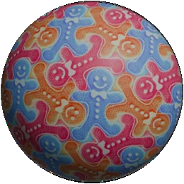 'Gingerbread Man', Escher-style gingerbread men tiled over a sphere